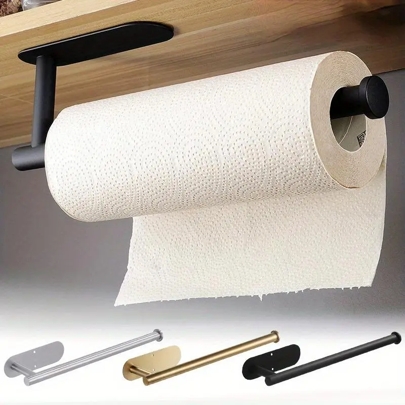Stainless Steel Paper Towel Holder, No Drilling Kitchen Napkin Rack, Bathroom Toilet Paper Holder, Easy Installation, User-Friendly, Kitchen Bathroom Organizer, Bathroom Organization