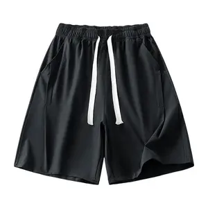 Men’s summer ice silk quick-dry shorts — loose fit, plus size, American-style fitness/running/casual, mid-thigh length