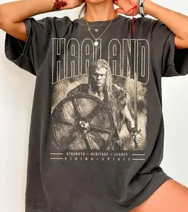 Retro 90s Bootleg Haaland Viking Football Player Graphic Unisex TShirt