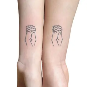 Valentine's Day Couple Matching Hand-in-Hand Temporary Tattoo Stickers Magic Tattoo & Long-Lasting 7-15 Days Herbal Semi-Permanent Tattoo Realistic Arm Design Fresh & Beautiful Minimalist Lines, Waterproof Temporary Tattoos