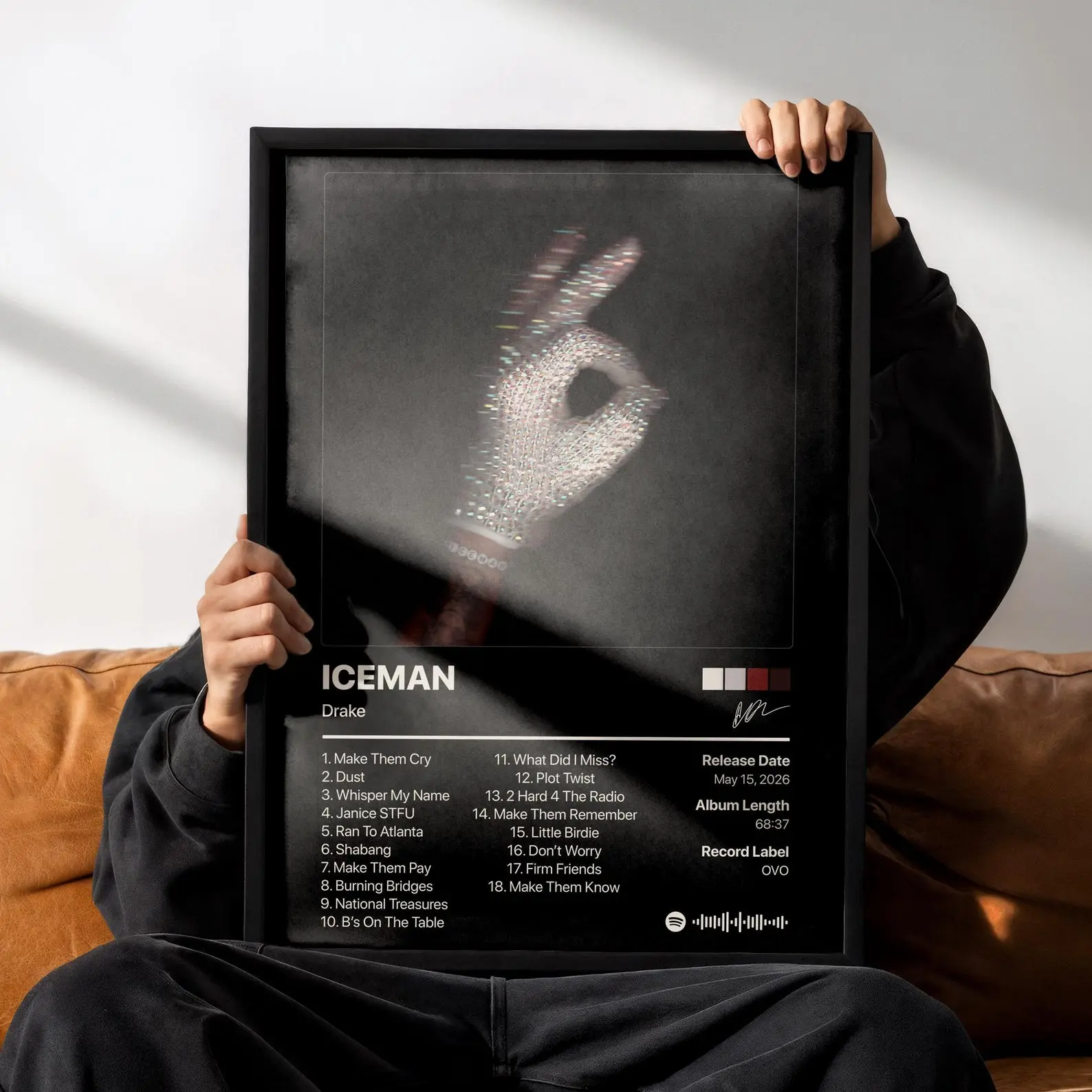 Drake "ICEMAN" v2 Album Paper Poster, 8x12/24x36/27x40 in Aesthetic Design Artistic Artwork Photo, Bedroom Home Decor for Wall Decoration Prints
