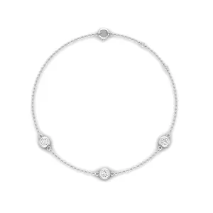 Geneva Trio Round Bezel Chain Lab Diamond Bracelet SI G-H