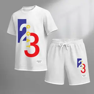 Men's “GOAT” Graphic Print Short Sleeve Shirt and Drawstring Shorts Set, Casual Summer Two-Piece Outfit, Lightweight Breathable Relaxed Fit Sportswear, Stylish Comfortable Daily Wear Beach Vacation Travel Loungewear