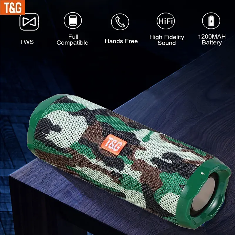 TG191 Portable Wireless Speaker, Outdoor Wireless IPX4 High Quality Portable Speaker, High Volume TWS Interconnected Stereo Sound, Supports TF Card/USB/wireless Playback, Button Control, Can Connect to Mobile Phone/tablet/TV