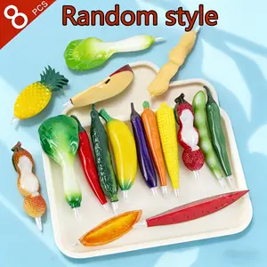 8-piece cartoon fruit pen with magnet, made of rounded tip, random style, bullet-shaped nib, smooth barrel, comfortable to the touch, even ink flow, clear writing, smudge-proof, creative and fun, suitable for holidays, gifts, souvenirs, etc.