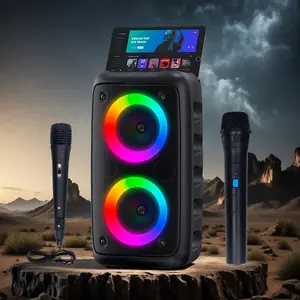 High-Power Wireless Speaker - Includes Microphone, Stereo Speakers, Subwoofer Design, Ultra-Long Battery Life, Disco-Style Outdoor Portable Speaker. Supports TWS, TF Card, AUX Port, and Microphone Functionality. Ideal for Camping, Parties, and Karaoke.