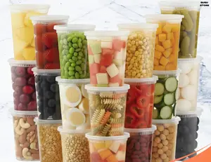 60pcs 32oz Durable Leakproof Deli Containers With Lids Set, Soup, Slime, Sugar, Fruit, Food Storage Container, Kitchen Organizers And Storage Accessories