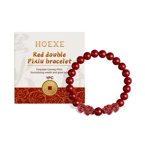Hoexe Red Double Pixiu Bracelet, Stylish Unisex Couple's Jewelry, Portable for Daily Gift Giving