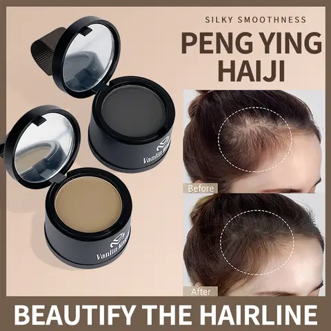 Women's Waterproof Hairline Powder - Haircare Root Touch Up Concealer, Long-Lasting Hold, Reshape Hairline, 43.5g Light Brown Normal Earth Tone, Alcohol-Free Solid, Natural Finish, Built-In Mirror for Adults