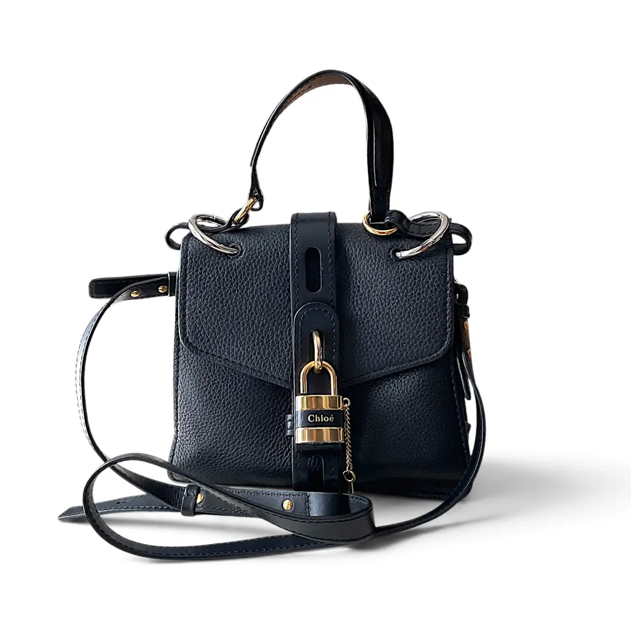 Pre-owned Chloé Pebbled calf leather Crossbody Bags Chloe Small Aby Day Bag, Black