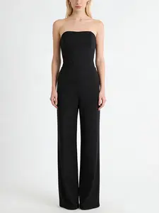 Women's Jumpsuit, Summer Black Strapless Slim fit Bodysuit, Casual and Elegant Party Jumpsuit for Women, Daily Wear and Evening Events