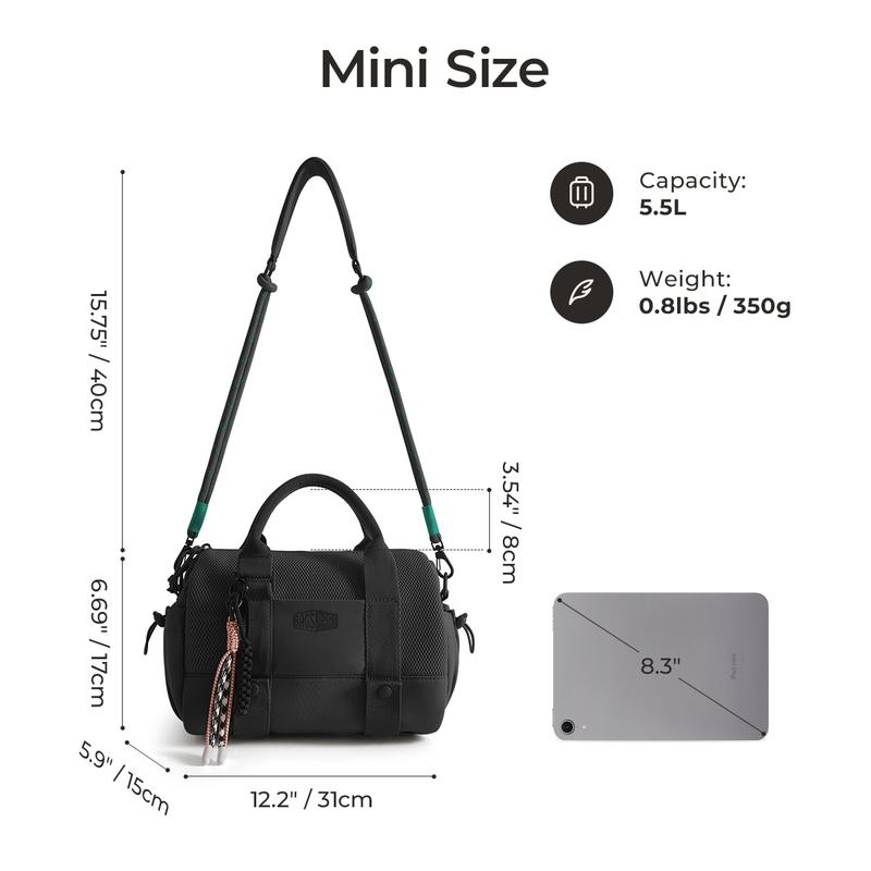 BAGSMART Reiki Mini Gym Compact Duffle Bag (9.84" x 5.9" x 6.69") 5.5L Capacity, Waterproof PVC Pocket, Adjustable Bottom Straps, Elastic side pockets, Ideal for Gym & Daily Use TikTokShopfalldealsforyou
