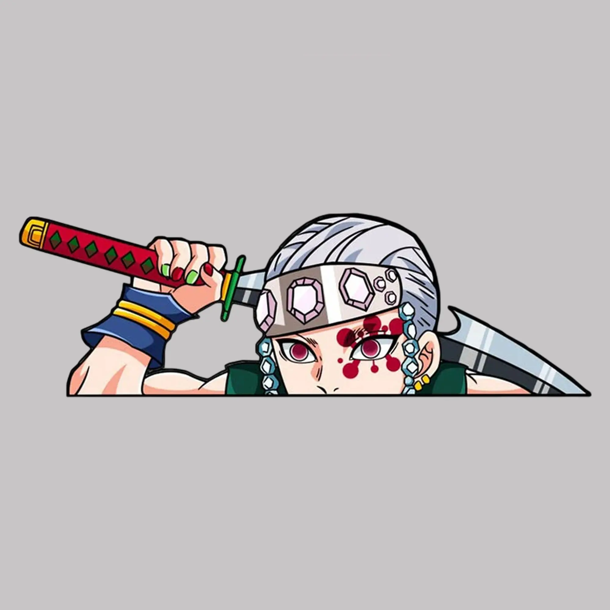 Tengen Uzui Peeker Vinyl Sticker, Anime Demon Slayer Hashira Decal for Laptop Edge & Car Window, Gift For Fans