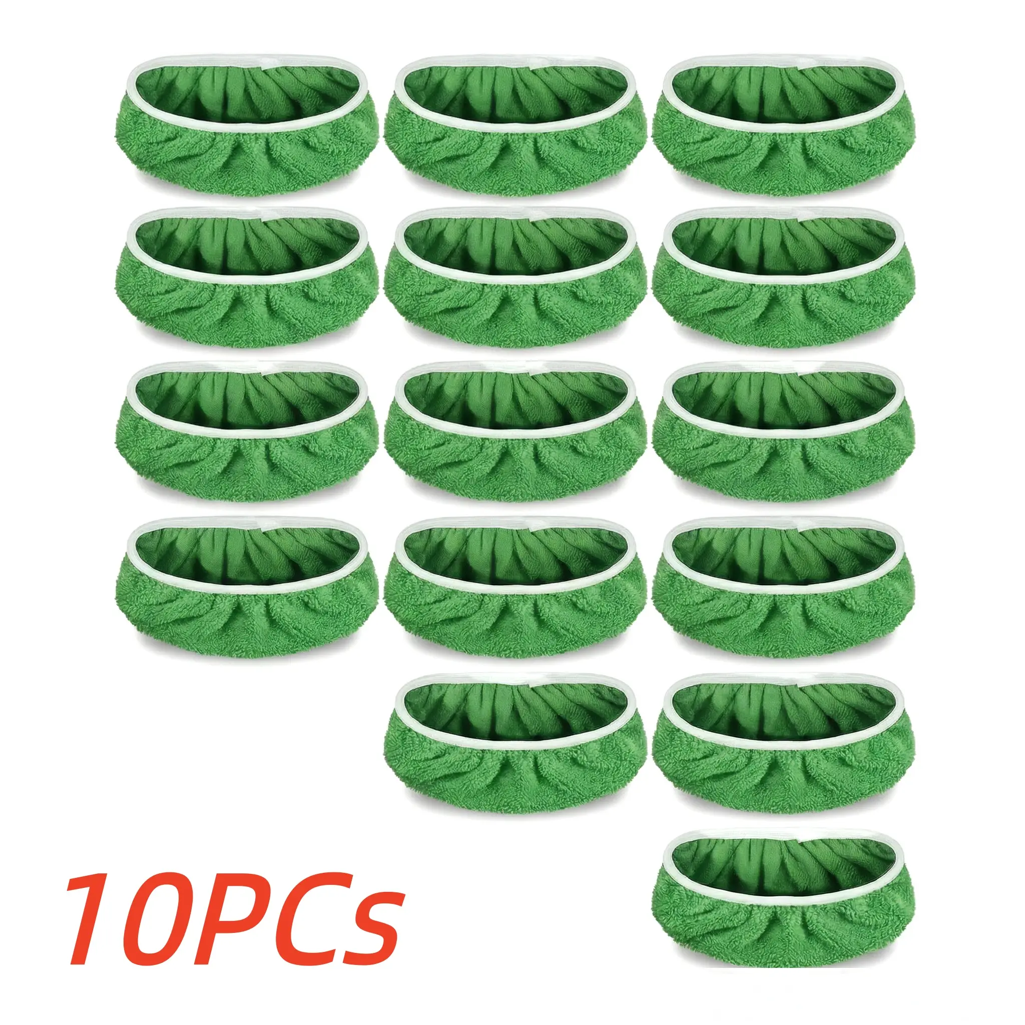 10-Pack 2-Tone Green & Gray Microfiber Flat Mop Replacement Pads, Reusable, Highly Absorbent, Washable Wet/Dry Use Pads for 10-in Flat Mops, Home Cleaning Supplies, Ideal Gift Option, Flat Mop Pad
