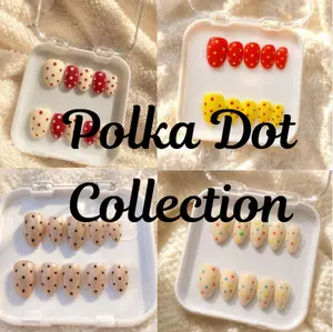 Press On Nails Polka Dot Collection - Handmade Craftsmanship, Reusable, Custom Sizes, Perfect for Special Occasions & Everyday Look, Includes Nail Glue & File