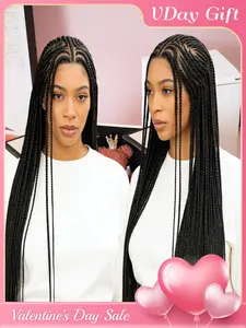 Stunning 36 Inch Full Lace Box Braid Wig, Handcrafted Cornrow Braids Wig with Natural Looking Baby Hair, Perfect for Everyday Wear, Box Braided Wigs