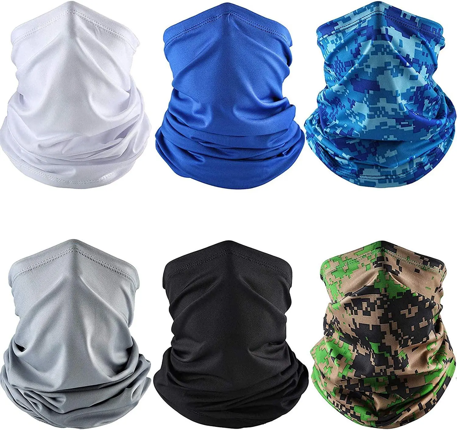 6 Pack Windproof Sun Protection Sweat Absorbent Balaclava Face Masks for Cycling Sports Bicycle and Motorcycle Riding Tactical Desert Scarf UV Protection Breathable Neck Gaiters