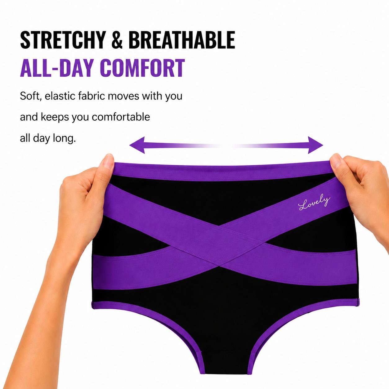 Women's 4-Pack Soft Comfortable High Waist Tummy Control Briefs - Full Coverage Compression High-Cut Underwear for Daily Wear, Soft Comfortable Briefs, 4Pcs Mixed Colors, Mid-High Waist Briefs Panties Womenswear