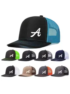 1pc Unisex Trucker Hat A Letter Printing Mesh Baseball Cap Richardson Slightly Curved Brim Baseball Cap Adjustable Dad Hats Outdoor Mesh Breathable Sun Hat Gift for Men Women