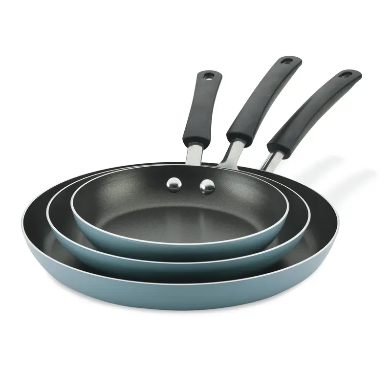 Heavy Duty Aluminium Cookware Set - 3-Piece Frying Pans & Woks with DiamondMax Nonstick Finish (8in, 9.75in, 12in), Oven Safe to 350°F, Dishwasher Safe Cooking Kitchen Supplies