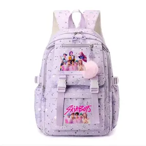 K-Pop 3-PCS Style Backpack for Middle &High School Girls Back-to-School StudentBookbag: Large Capacity, Weight- Reducing,and Spine-Protective