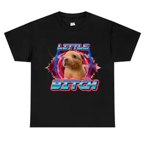 LITTLE B cute dog  funny T-shirt, Made in USA knitted pure cotton comfortable shirt