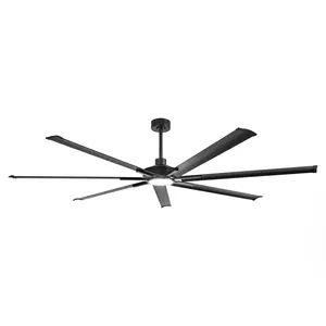 PARROT UNCLE 84/100 Inch Padus Black Large Size Ceiling Fan with Dimmable LED Lighting and Remote Control for Industrial & Modern Spaces