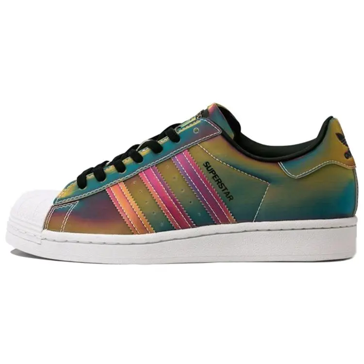 Men's Adidas Superstar Lace-Up Casual Trainers - Round Toe, Iridescent Design, Ideal for Casual Wear, Laces Casual Trainers