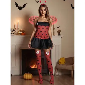 Women Halloween Insect Costumes Cute Bee Ladybug Dress And Wings Headband Set For Christmas Cosplay Party Outfits
