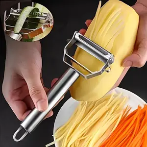 [Multi-Functional] Stainless Steel Multi-Functional Fruit & Vegetable Peeler | 1pc | Stainless Steel | Manual Slicer, Grater, And Shredder | Kitchen Tool for Home, RV Cooking, And Dorm Rooms | Dorm Cooking Essentials | Compact Slicer