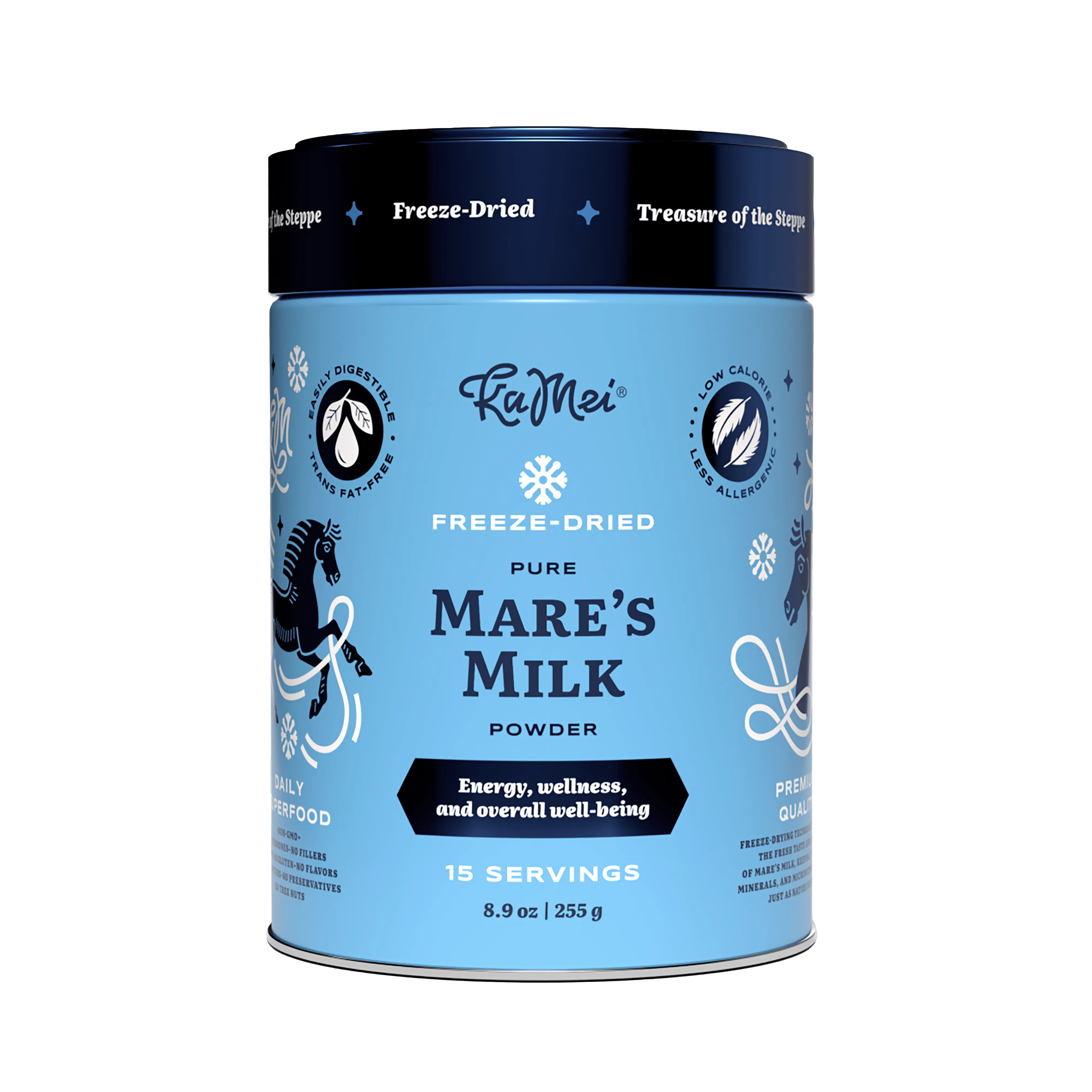 KaMei Freeze-Dried Mare’s Milk Powder 255g | 100% Natural & Halal | Pasture-Raised | Family Farm | Cow & Goat Milk Alternative | Easy to Digest | Gut Health & Immune Booster | Skin & Hair Support | Gluten & Trans Fat-Free