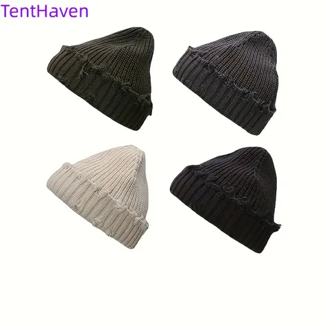 2026 Unisex Brimless Knit Hat - Cotton Mix Retro Trendy Hat, Soft Stretch Warmth Knit Fabric Beanie for Women, Korean Vintage Streetwear Autumn/Winter Cold Weather Sports & Outdoor Headwear