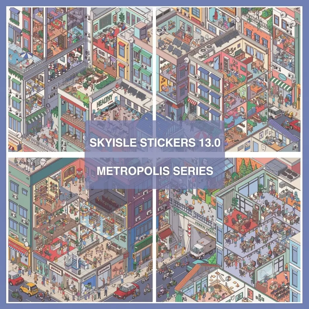 SKYISLE Metropolis Huge Sticker Scene Collection - Series 13.0 - Special Oil Print Stickers with Guidelines