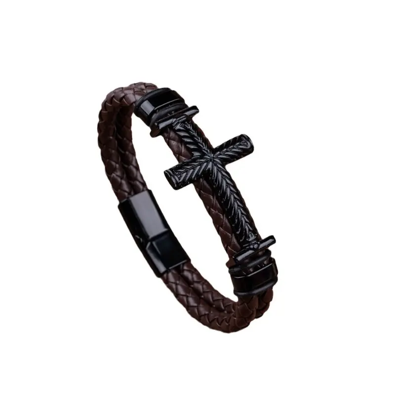 Men's Vintage Cross Magnetic Closure Stackable Bangle - Lightweight, Versatile Magneto Bracelets & Bangles, Elegant Fashion Jewelry for Parties, Daily Wear, Exquisite Birthday Gift Accessory