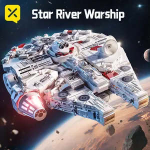 Star River Warship Millennium Falcon Starship Building Block Assembly Model Color Box Mail Order Box Perfect Gift for Kids Engage Creativity and Skills