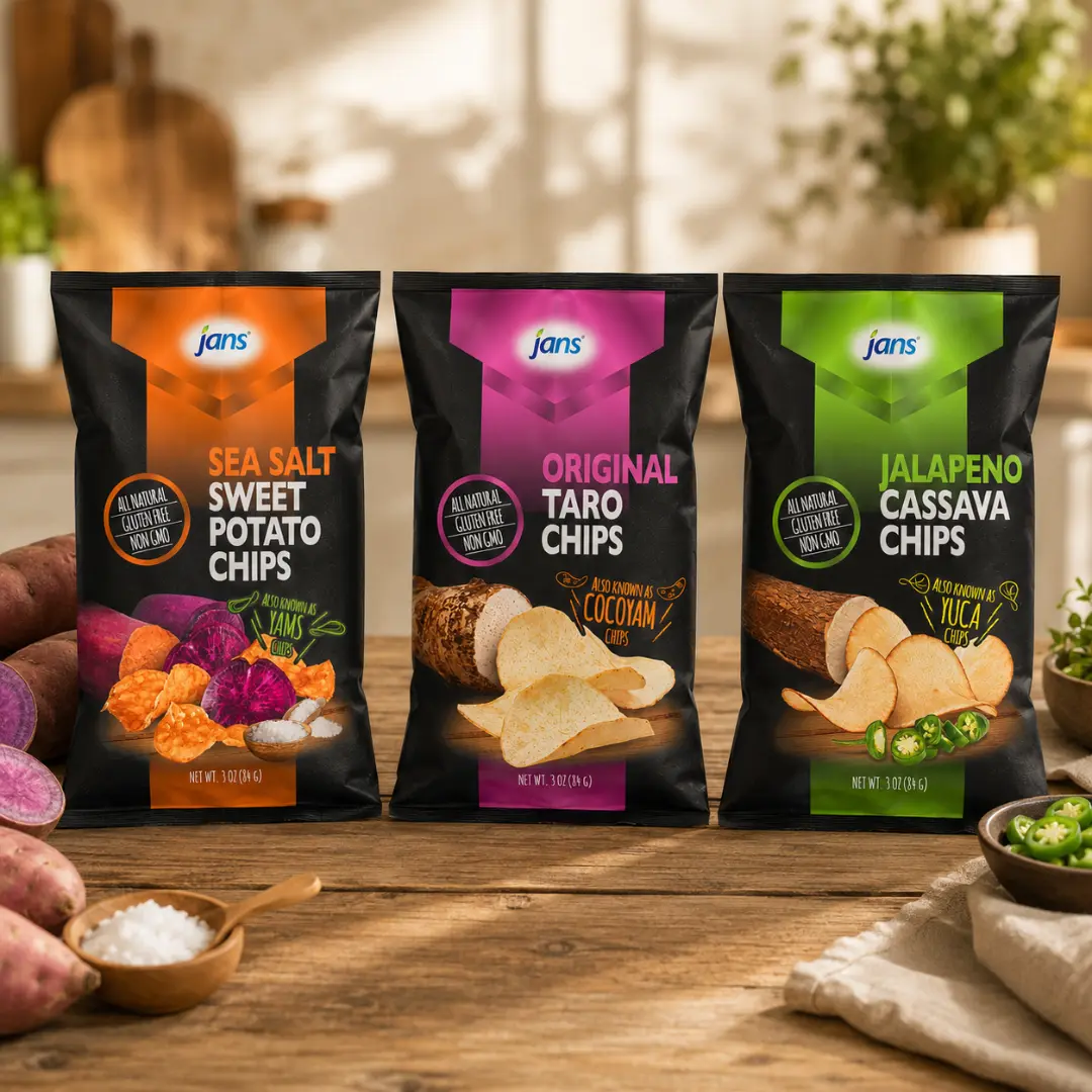Jans Tropical Roots Chips (Cassava, Taro and Sweet Potato Chips)