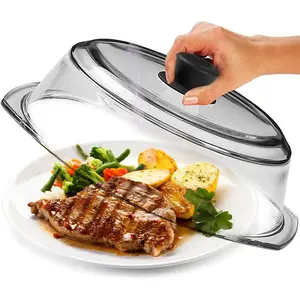 Tall Glass Microwave Splatter Cover for  - Cookware & Bakeware Serving Dish Cover, Plate Splatter Guard Lid with Easy Grip  Handle Knob -   Grade  & Dishwasher Safe - 10in.
