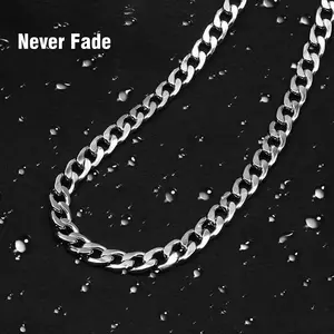 ChainsHouse Miami Cuban Link Chain Necklace for Men Women , 5mm/7mm Width, Gold Plated/Stainless Steel/Black Mens Chunky Hip Hop Necklace Curb Chains, 17"-23" Length