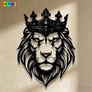 1pc Avant-Garde Lion with Crown Metal Wall Art Ornaments, Avant-Garde Lion with Crown Statue Mural, Iron Craft, Perfect for Living Room, Garden, Zoo Corner Decor, Intricate Craftsmanship, Artistic Metalwork, Christmas Decor, Ideal Gift for Trend Seekers