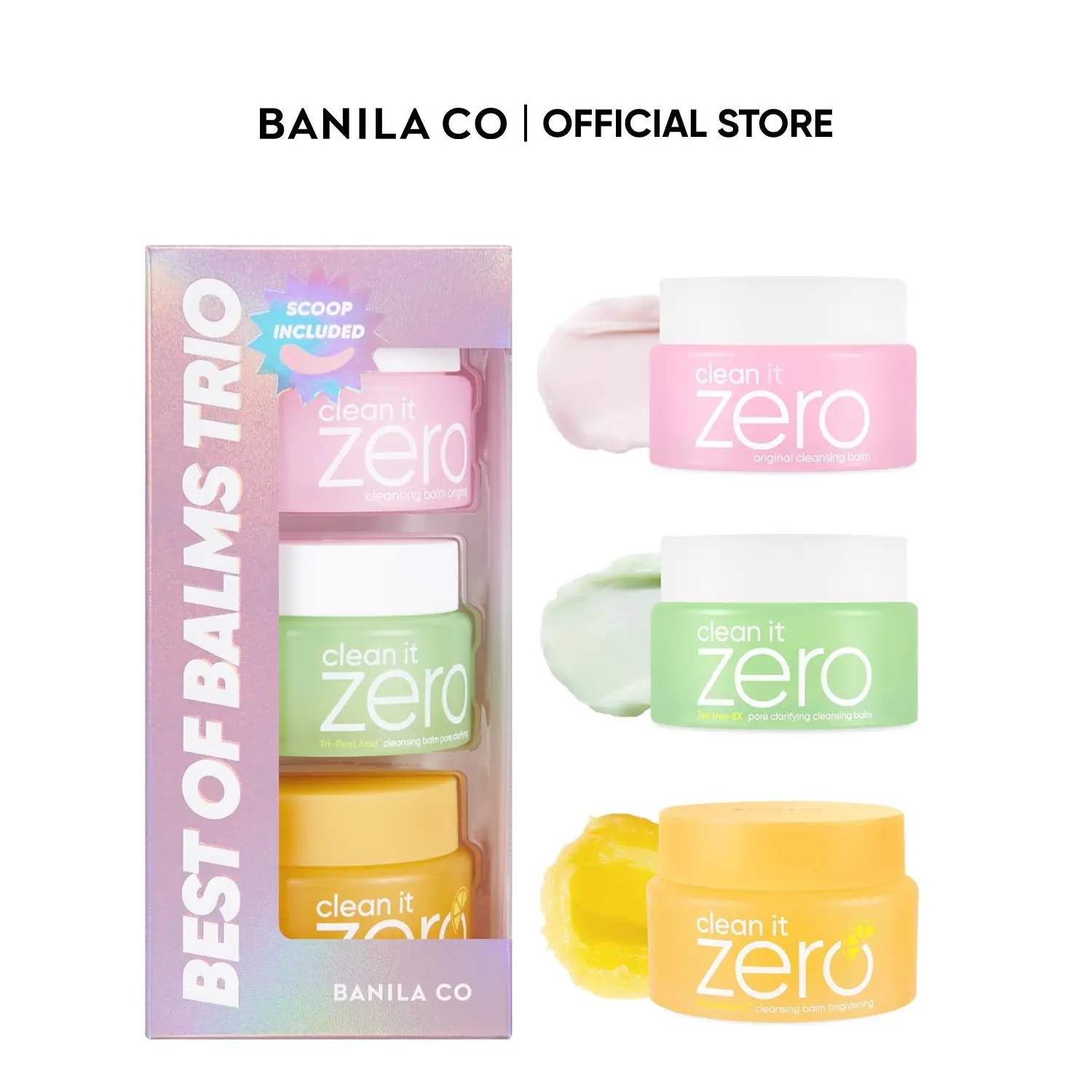 BANILA CO Clean it Zero Best of Balms Trio | Cleansing Balm Set - Original, Pore Clarifying, Brightening