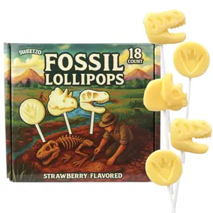 Dinosaur Fossil Lollipops, Individually Wrapped Dino Suckers, Unique Party Favor Candy, 18 Count
