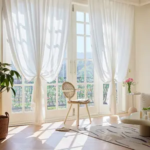2pcs Sheer Curtains, Light Filtering & Privacy Protection, Perfect for Balcony Bedroom Sunlight Blocking Decorative Window Covering