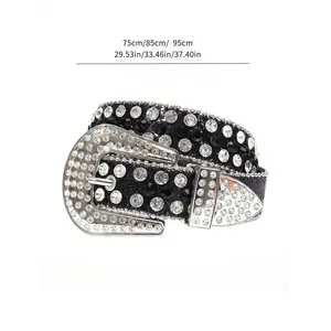 Eira Jewelry Rhinestone Studded Buckle Belt for Kids & Teens - 75-95cm Adjustable Sparkly Crystal Belt, Shiny Party & Performance Accessory, Stylish Belts