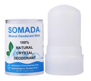 SOMADA Crystal Deodorant Stick for Women and Men, 4.25 oz/120g - 100% Natural Alum Salt Stone Rock - Unscented Mineral Rock