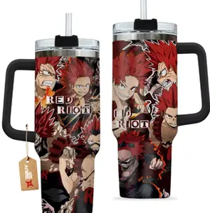 Eijiro Kirishima Red Riot Boku no Hero Academia Anime Custom Quencher 30oz or 40oz Stainless Steel Tumbler With Handle HG