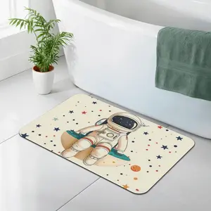 Adorable Astronaut Diatomaceous Earth Bath Mat   Super Absorbent, Quick Dry Non Slip Mat for Bathroom, Kitchen & Entryway Print 40X60Cm(15.8*23.6In)