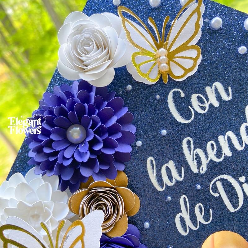 Custom Graduation Cap - Unisex with Customizable Colors, 9.25x9.25 Inches, Complimentary Velcro, Butterfly & Leaf Design