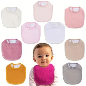 10 Pack Cotton Muslin Baby Bibs – Soft, Absorbent & Breathable Feeding Bibs with Adjustable Snap, Multi-Color Unisex Bibs for Boys & Girls Organic Onesie Set solid