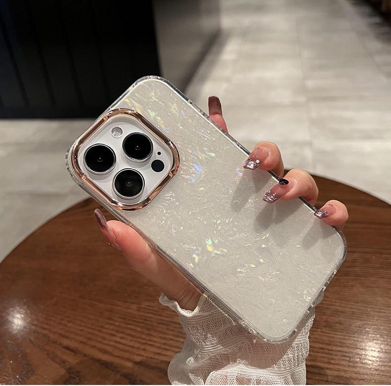 Phone Case: Glitter Shell Pattern Compatible with iPhone 17 Pro Max Case Starry Sky Apple 16/15/14/13 Goddess Protective Cover Shockproof