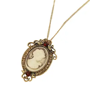 Crystal Rhinestones Cameo Vintage Necklace Jewelry Gifts for Holiday